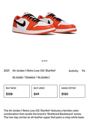 Nike Air Jordan 1 Retro Low OG - White Orange Black